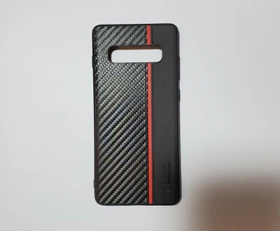 Novo em folha Samsung Galaxy S10+ fibra de carbono com estojo listrado vermelho  - Imagem 1 de 2