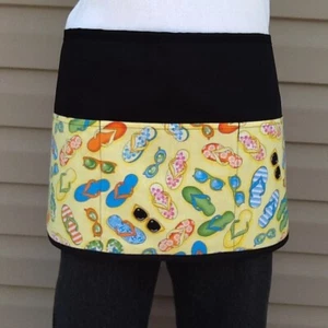 Cute Flip-Flops 3 Pockets WAITRESS WAIST APRON RESTAURANT SERVER Tropical Summer - Picture 1 of 3
