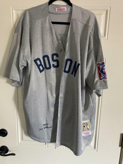 Men's Mitchell and Ness 1939 Boston Red Sox #9 Ted Williams Authentic Grey  Throwback MLB Jersey