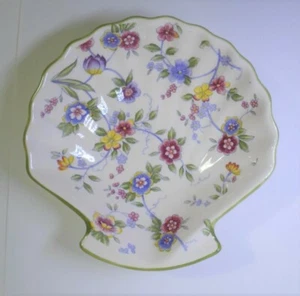 Vintage ANDREA by SADEK CORONA SHELL DISH Tominaga Original GreenTrim Made Japan - Picture 1 of 5