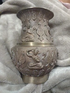 Messing Handarbeit Lota mit Budha Design dekorativ 7" signiert - Bild 1 von 10