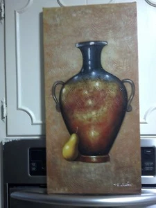 Quadro OLIO - Ceramica toscana o vaso olivo - allungato.Nuovo - 12"x24" -NUOVO - Foto 1 di 1