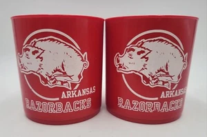 Vintage Arkansas Razorbacks Mascot Plastic Cup Lot Of 2 Late 70s Early 80s HOGS! - Picture 1 of 7