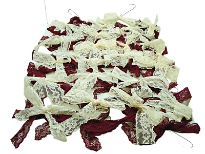 Кружевные банты украшения для рождественской свадьбы и вечеринки 48 штук бордовые белые - Изображение 1 из 4