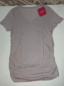 Isabel Maternity V Neck Short Sleeve Ruched Sides Medium Purple NWT (Bm) - Picture 1 of 5