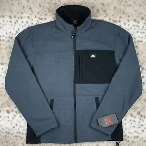 New Balance - Men's Knit "GRID" Fleece Full-zip Jacket | Blue/Gray w/Black | NWT - Picture 1 of 10