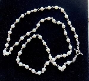 Michael Dawkins Sterling Silver White Pearl 36"Necklace New 53.6 Grams