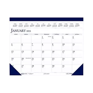 2025 House of Doolittle 22" x 17" Monthly Desk Pad Calendar White/Deep Blue - Picture 1 of 1