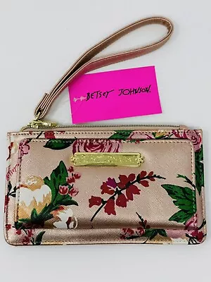Новый Betsey Johnson розового золота цветочный бумажник кошелек с ремешком новый с ярлыками - Изображение 1 из 4