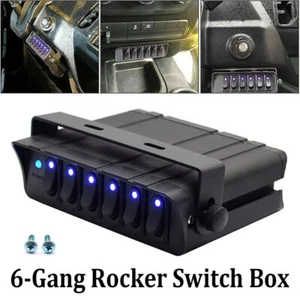 6-Gang Rocker Switch Panel 80A Strobe Light 12V Toggle Controller Box - Picture 1 of 12