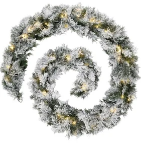 WeRChristmas Snow Flocked Spruce Garland Christmas Decoration 9ft (No Led Light) - Picture 1 of 8