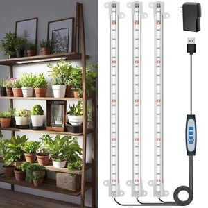 LED Grow Light Strips 6000K Full Spectrum 3 Bars Timer Hydroponics - Picture 1 of 7