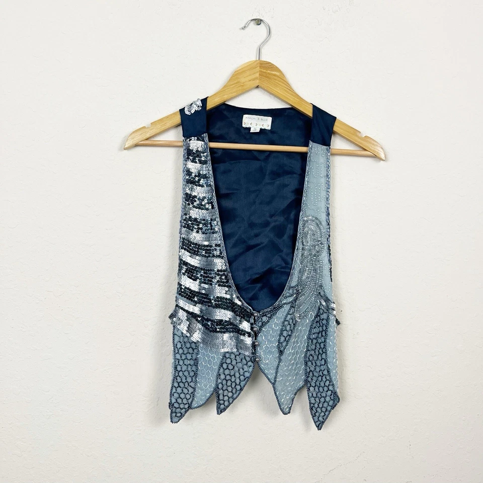 Chaleco Kimchi y Azul Adornado con Cuentas Talla Mediana Foto 1 de 4