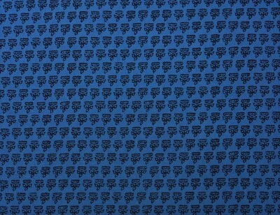 THIBAUT MIMI NAVY BLUE KNIT BACK FLORAL GEO MULTIUSE LINEN FABRIC 2.2 YARDS 54"W - Image 1 of 4