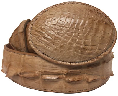 Cinturón vaquero occidental de piel de cocodrilo genuina marrón coñac claro para mujer talla 34 Foto 1 de 4