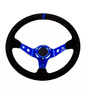 Lenkrad RALLY DRIFT Stil schwarzes Wildleder mit blauen Mittel Spars 70 mm PCD 13" - Bild 1 von 4