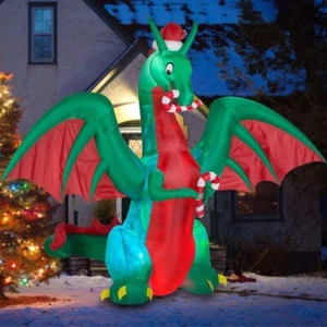 8ft Inflatable Christmas Dargon with Candy Disco LED Lighted Blow Up Decoration - Picture 1 of 6