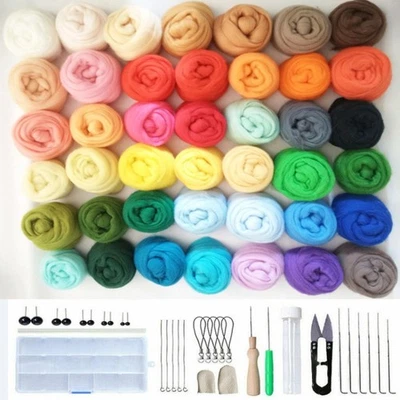 Mixed Color Wool Felt Needles Tools Set Needle Felting Mat Starter DIY Kits Gift - Image 1 of 4