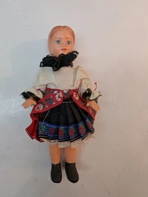 Muñeca checa checoslovaca vintage niña goma vestido tradicional disfraz 8 pulgadas Foto 1 de 4