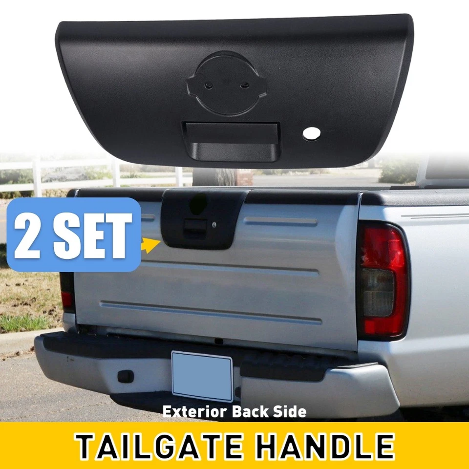 2X Rear Outer Tailgate Door Handle Assembly For Nissan Frontier 2001-04 Black - Image 1 of 4