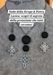 Collana Orecchini Nodo Della Strega Pietra Lavica - Picture 1 of 1