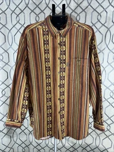 Woolrich Flanellhemd Herren 2XL Orange Gelb Streifen Persimmon Azteken Ombre - Bild 1 von 9