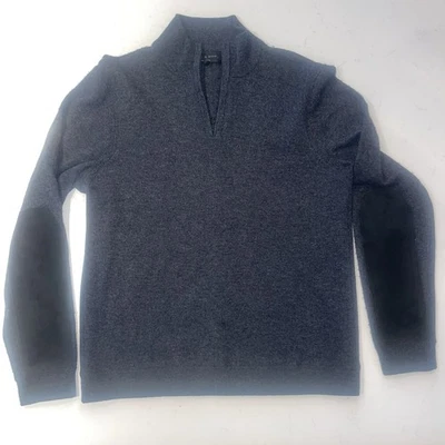 Rag & Bone Men’s  1/4 Zip Merino Wool Sweater w/Elbow Patches Large Pullover - Image 1 of 4