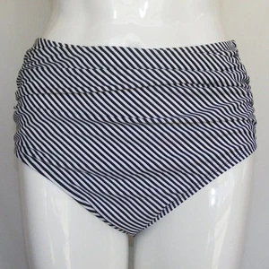 new CUPSHE Bikini Bottom, 0X, Black/White Stripe, High Waist, Retro Cut - Picture 1 of 13