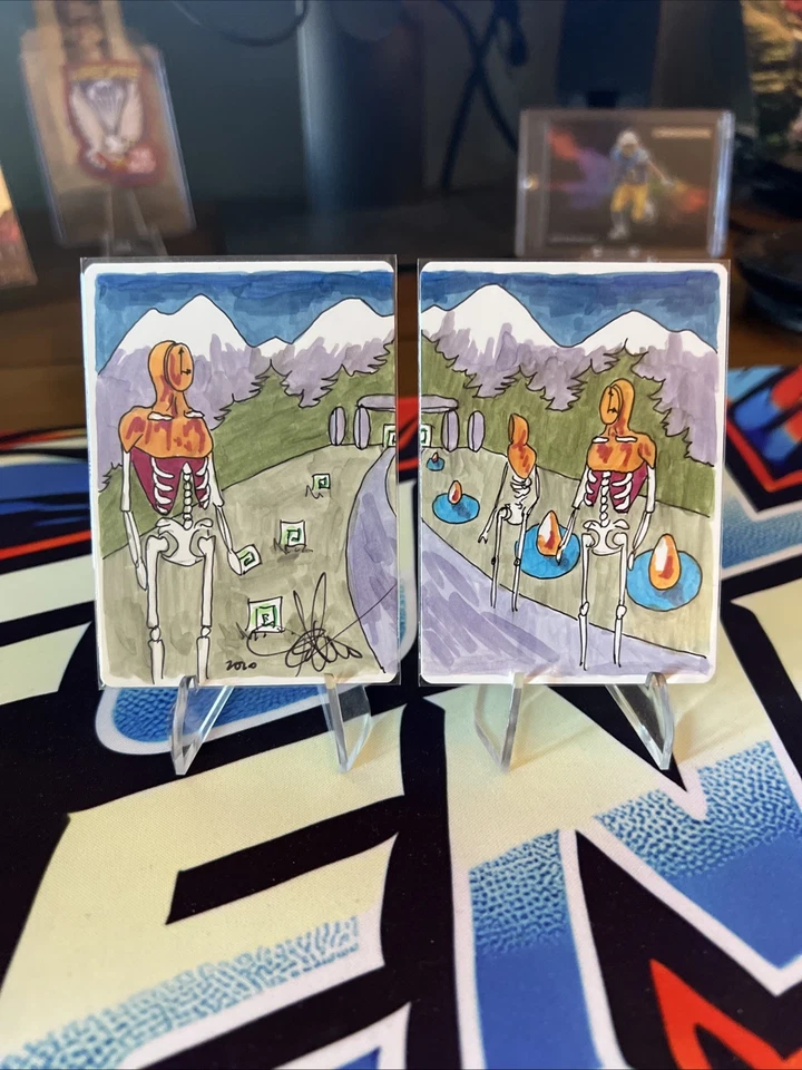 MTG ARTIST PROOF Two (2) Blue Mana Battery AP Amy WEBER Time Walk Painted Backs - Image 1 of 2