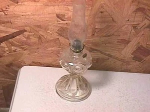 Early Pressed Glass Bulls Eye Miniatue Oil Lamp - Picture 1 of 2