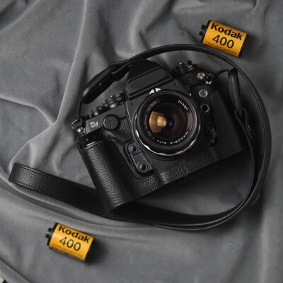 Medio estuche de cuero genuino hecho a mano para cámara fundas de protección aptas para Nikon DF Foto 1 de 4