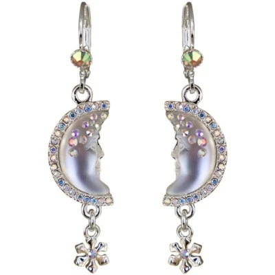 Pendientes Kirks Folly Goddess Seaview Luna Sombra Copo de Nieve Palanca Tono Plateado Foto 1 de 4