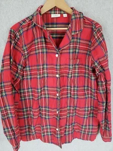 LL Bean Flannel Pajamas Top Mens XL TALL Red Plaid - Picture 1 of 4
