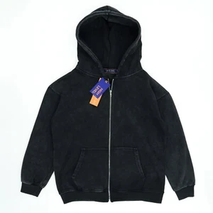 High Level HL Zip-up Hoodie Black Stone Washed Vintage Men Long sleeves - Picture 1 of 9