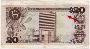 Mazuma *M3655 Malaysia Aziz Taha 5th $20 TA0967550 First Prefix & Printing Error - Picture 1 of 2