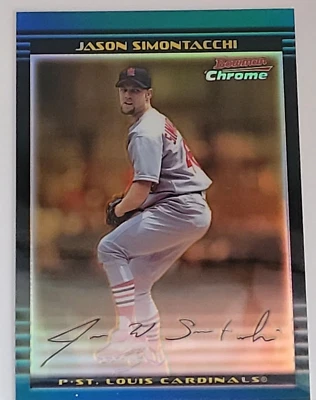 2002 Bowman Chrome Draft Gold Refractors #117 Jason Simontacchi 36/50 Cardinals - Image 1 of 2