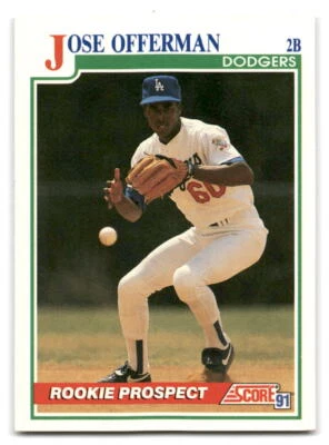 Jose Offerman 1991 Score Baseball #343 Los Angeles Dodgers - Image 1 of 2