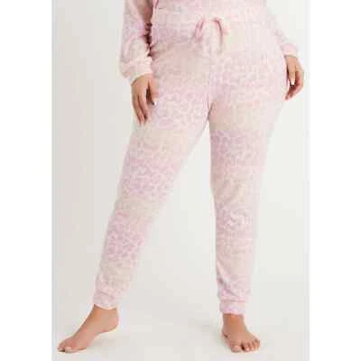 Nuevo con etiquetas Pantalón Jogger Ashley Stewart Acogedor Salón Rosa Leopardo Talla Grande: 26/28 Foto 1 de 2
