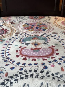 Anthropologie Delissa Artisan Queen Size Bedding Quilt Cotton Double sided - Picture 1 of 12