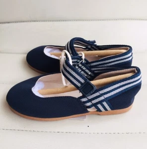 ZARA Baby Girl Navy Blue BALLERINA FLATS WITH STRAPS USA 5 O3248 - Picture 1 of 6