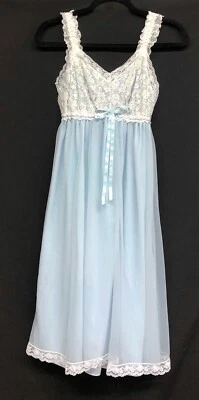 Винтажный Aristocraft размер 36 синий ночная рубашка Bady-кукла кружева лиф шифоновое 2 слоя женщин - Изображение 1 из 4