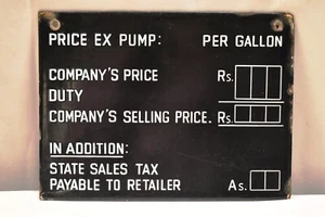 Vintage Gas Station Prix Signe Porcelaine Émail Classe Board Essence Pump 1940's - Picture 1 of 4