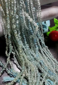 Natural Aquamarine Gemstone Round gemstone 3 - 4mm 13inch - Picture 1 of 4