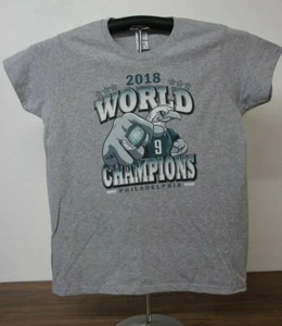 2018 WORLD CHAMPIONS PHILADELPHIA Eagles Ladies T Shirts Medium, Gray - Picture 1 of 4
