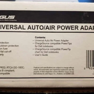 Targus PA358U Universal Auto/Air Power Adapter for Dell Notebook Laptop Computer - Image 1 of 4