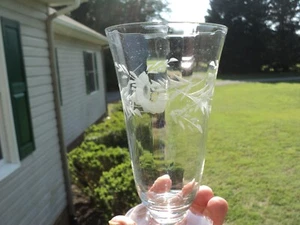Set/4 Etched Floral Footed Parfait / Glasses Footed Optic Clear Glass 5.5" - Picture 1 of 3