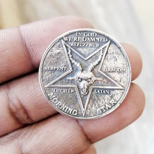 Hell Magic Coin Lucifer HELL COIN, 925 Sterling Silver Coin,Casting Mold process - Picture 1 of 10