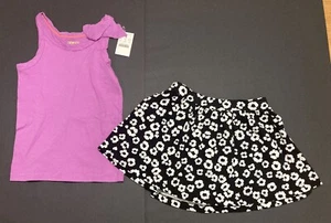 Girl's Crewcuts & Gymboree Outfit Size 4 - Purple Tank w/Black Floral Skirt - Picture 1 of 7
