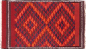 Afghan Kelim Soumakh Ghalmuri Teppich 130x220 Handgewebt Rot Geometrisch - Bild 1 von 8