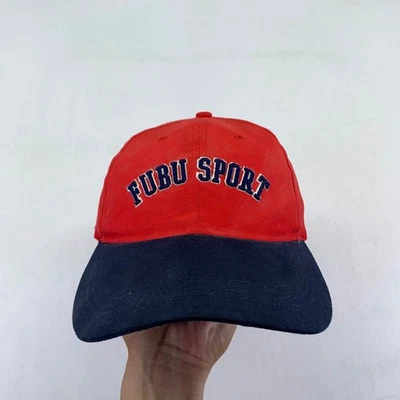 Gorra de béisbol deportiva vintage FUBU roja azul juvenil talla ajustable Foto 1 de 4